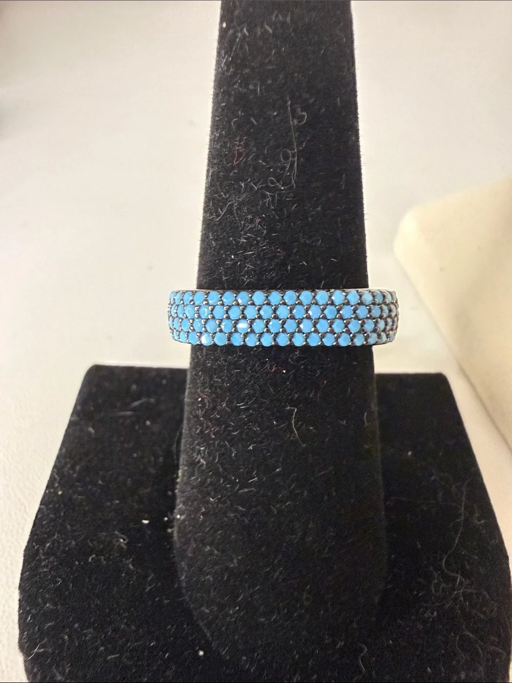 Turquoise Pavé Band Ring - Blue Crystal Women's Jewelry